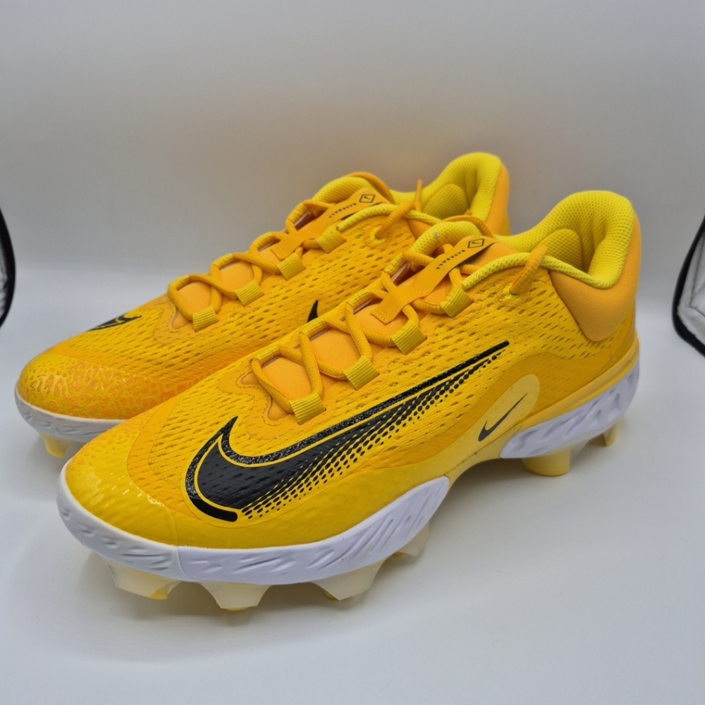 Nike Alpha Huarache Elite 4 Low MCS Yellow Baseball Cleats Mens 11.5 DX6962-701